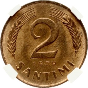 Lettonie, 2 santims, 1939, NGC MS 65 RB