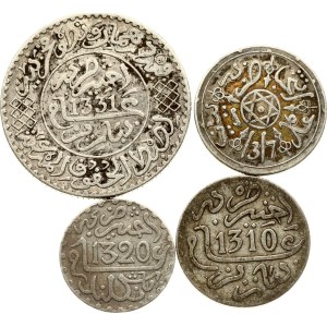 Morocco 1/2 - 2½ Dirham 1310 (1892) - 1331 (1913) Lot of 4 coins