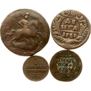 Russia Polushka - 1 Kopeck 1734-1842 Lot of 4 coins