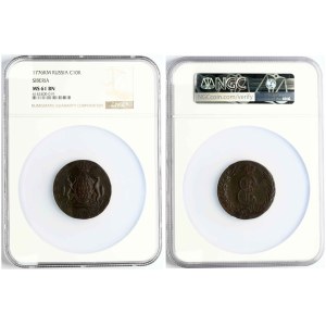 Russia Siberian 10 Kopecks 1776 КМ NGC MS 61 BN