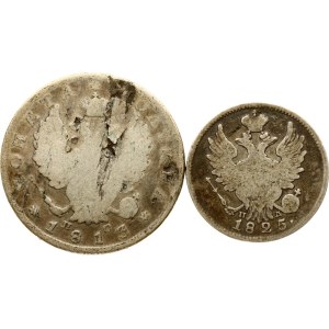 Russland Poltina 1813 SPB-PS &amp; 20 Kopeken 1825 SPB-PD, 2-Münzen-Set