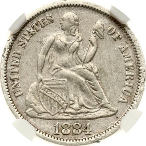 USA Seated Liberty Dime 1884 NGC AU DETAILS