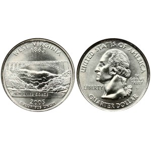 États-Unis, pièce de ¼ de dollar, 2005, D, Virginie-Occidentale, NGC MS 67