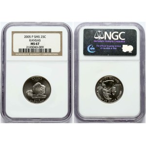 USA ¼ Dollar 2005 P Kansas NGC MS 67