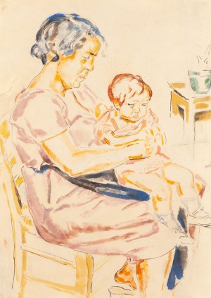 Maria Melania Mutermilch \ Mela Muter (1876 Warszawa - 1967 Paryż), Macierzyństwo (recto) / Pejzaż z okolic Awinionu (verso), lata 40. XX w.