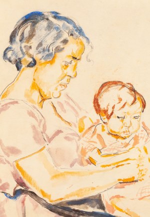 Maria Melania Mutermilch \ Mela Muter (1876 Warszawa - 1967 Paryż), Macierzyństwo (recto) / Pejzaż z okolic Awinionu (verso), lata 40. XX w.