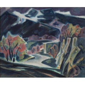 Teresa Roszkowska (1904 Kyjev – 1992 Varšava), Horská krajina s budovami