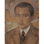 Stanisław Ignacy Witkiewicz \ Witkacy (1885 Warsaw – 1939 Jeziory in Polesie), Portrait of a Man Against a Landscape, 1935