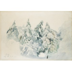 Julian Fałat (1853 Tuligłowy - 1929 Bystra), Abeti innevati a Bystra, 1919
