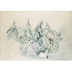 Julian Fałat (1853, Tuligłowy – 1929, Bystra), Snow-Covered Spruce Trees in Bystra, 1919