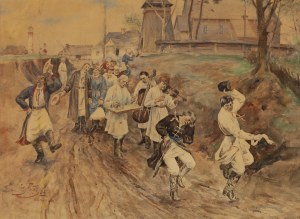 Julian Fałat (1853 Tuligłowy - 1929 Bystra), Weselny pochód, 1884