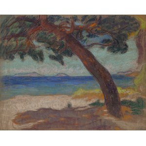 Jean (Jan Mirosław Peszke) Peske (1870 Gołta, Ukraine – 1949 Le Mans, France), Seaside Landscape with a Pine Tree from the Hyères Islands
