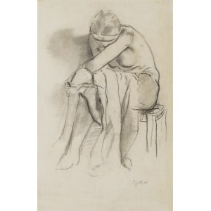 Leopold Gottlieb (1879 Drohobycz - 1934 Paryż), Akt siedzący z draperią