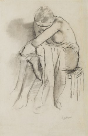 Leopold Gottlieb (1879 Drohobycz - 1934 Paryż), Akt siedzący z draperią