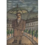 Nikifor Krynicki (1895, Krynica – 1968, Folusz), *Man with an Umbrella*, 1950s
