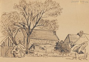 Jerzy Janisch (1901 Gródek Jagielloński - 1962 Warszawa), Widok na wiejską zagrodę, 1954