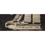 Stanisław Fabijański (1865 Paryż - 1947 Kraków), Widok na wieże Kościoła Mariackiego, 1916