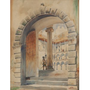 Stanisław Tondos (1854 Kraków - 1917 Kraków), Widok na krużganki wawelskie