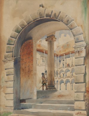 Stanisław Tondos (1854 Kraków - 1917 Kraków), Widok na krużganki wawelskie