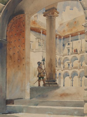 Stanisław Tondos (1854 Kraków - 1917 Kraków), Widok na krużganki wawelskie
