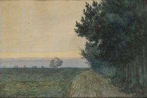 Józef Rapacki (1871 Warszawa - 1929 Olszanka k. Skierniewic), Pejzaż z leśną drogą, 1914