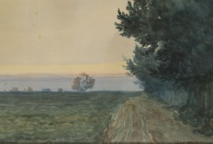 Józef Rapacki (1871 Warszawa - 1929 Olszanka k. Skierniewic), Pejzaż z leśną drogą, 1914