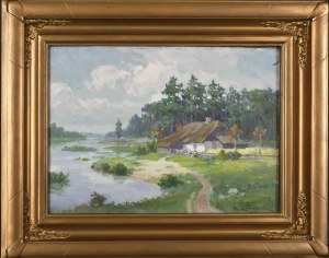 Emil Lindeman (1864-1945), Chata nad rzeką, 1920