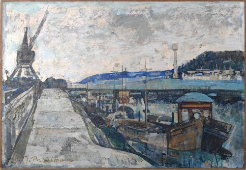 Joseph Pressmane (1904-1967), Port rzeczny - Creil, 1958