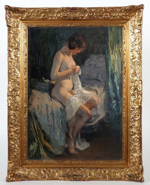 Caspar Ritter (1861-1923), Akt na łóżku, XIX-XX w.