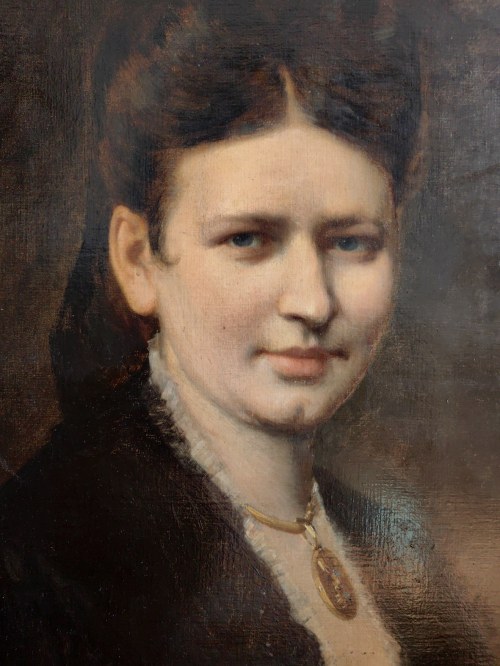 Tadeusz Ajdukiewicz (1852-1916), Portret damy z medalionem, ok. 1880