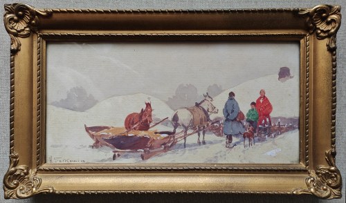 Adam Setkowicz (1876-1945), Scena z saniami