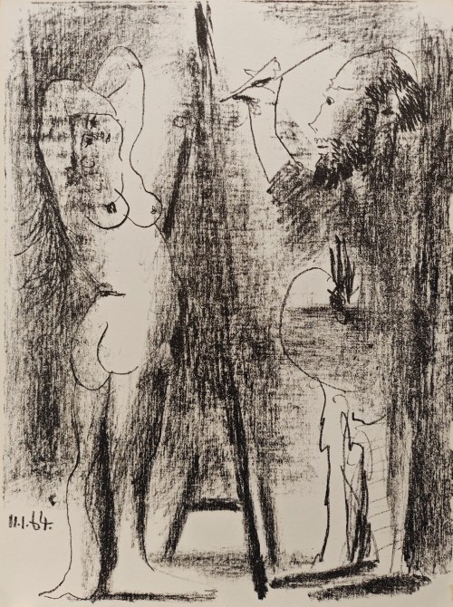 Pablo Picasso (1881-1973), Malarz i modelka, 1965