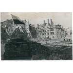 WARSAW. The liberation of the capital; the Polish flag on the pedestal of the demolished Sigismund III Column, 1945.