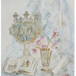 Maja (Maria) Berezowska, MARTWA NATURA Z KSIĄŻKĄ I KWIATAMI , 1953