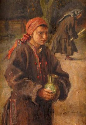 Teodor Axentowicz (1859 Braszów, Rumunia - 1938 Kraków), Dziewczynka z dzbanem