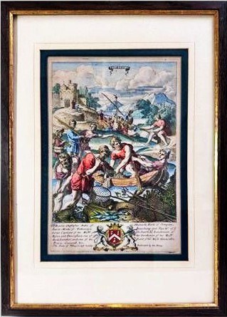 Richard Blome (1635-1705) Fishing z cyklu Gentlemans Recreation, 1686