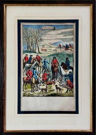 Richard Blome (1635-1705) the death of fox z cyklu Gentlemans Recreation, 1686