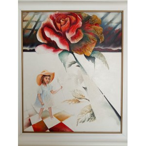 Alina Dorada-Krawczyk (b. 1952), Untitled (A Surrealist Composition with a Rose and a Girl), 1992
