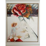 Alina Dorada-Krawczyk (ur. 1952),Bez tytułu (Kompozycja surrealistyczna z różą i dziewczynką), 1992 r.