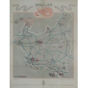 Carte ferroviaire et touristique de la Pologne « POLAND », Kuczborska, Leipzig, 1937