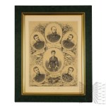 Russia, 19th century, Engraving of the Romanov Family—Alexander III and Maria Feodorovna