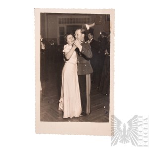 Second Polish Republic: Photograph of a Soldier with His Partner at a Ball — 28th Kaniów Rifle Regiment — Model 28 Ball Belt, Ball Trousers