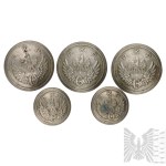 Second Polish Republic Set of Uniform Buttons from the Polish State Railways (PKP), 1928 Model, Second Polish Republic, Railways, Single-button S.F. Alpacca
