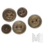 Second Polish Republic Set of Uniform Buttons from the Polish State Railways (PKP), 1928 Model, Second Polish Republic, Railways, Single-button S.F. Alpacca