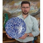 Large "Flowers" platter, WŁOCŁAWEK, Salomea ZAJKOWSKA, 1960s.