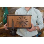 Wooden desk clock, JUBILER Warsaw, 1960s.