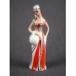 "Woman with a Basket" figurine (Mushroom Picker), Wałbrzych, 1960s. (red)