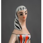 "Woman with a Basket" figurine (Mushroom Picker), Wałbrzych, 1960s. (red)