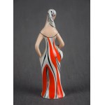 Woman with a Basket figurine (Mushroom Picker), Wałbrzych, 1960s. (red)