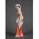 Woman with a Basket figurine (Mushroom Picker), Wałbrzych, 1960s. (red)